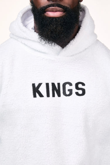 white Kings Fleece Hoodie Front