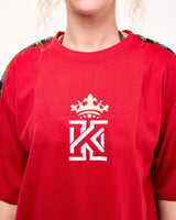 Red women T-Shirt Logo Shoulder Tape