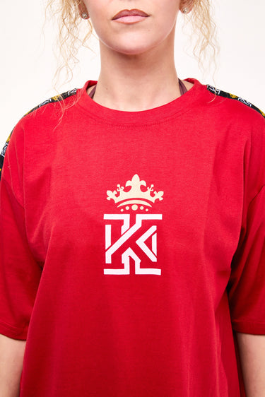 Red women T-Shirt Logo Shoulder Tape