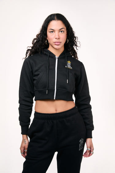 zip black cropped hoodies