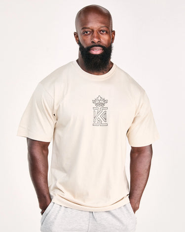 T-shirt Gym King Homme, Petit Beige, Col Rond Manches Courtes, Longline, Sport