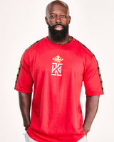 red T-Shirt with Kings Gym Logo Shoulder Tape front