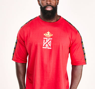 red T-Shirt with Kings Gym Logo Shoulder Tape front