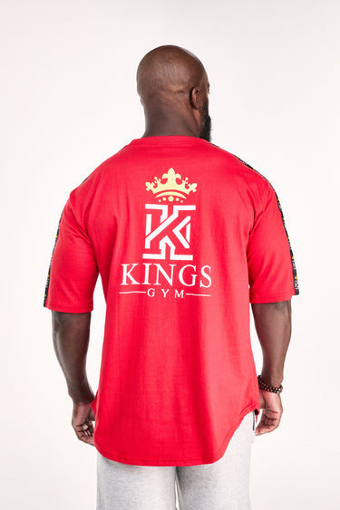 red T-Shirt with Kings Gym Logo Shoulder Tape back