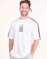white T-Shirt with Kings Gym Logo Shoulder Tape front