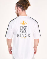 white T-Shirt with Kings Gym Logo Shoulder Tape back