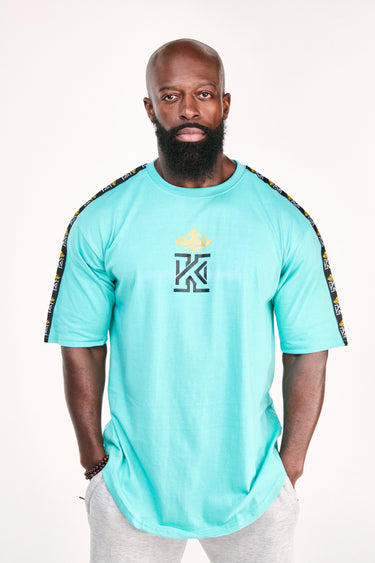 mint T-Shirt with Kings Gym Logo Shoulder Tape front