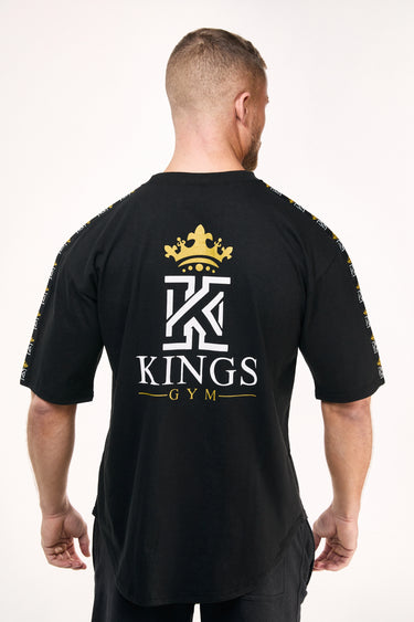 black T-Shirt with Kings Gym Logo Shoulder Tape back