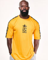 yellow T-Shirt with Kings Gym Logo Shoulder Tape front