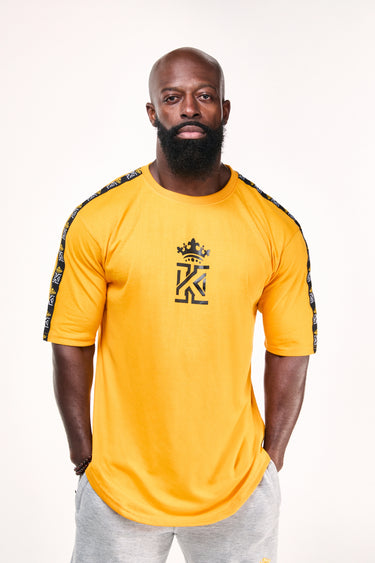 yellow T-Shirt with Kings Gym Logo Shoulder Tape front