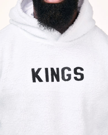 white Kings Fleece Hoodie Front