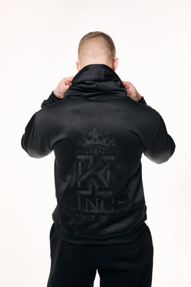 black Premium Gym Hoodie Men back