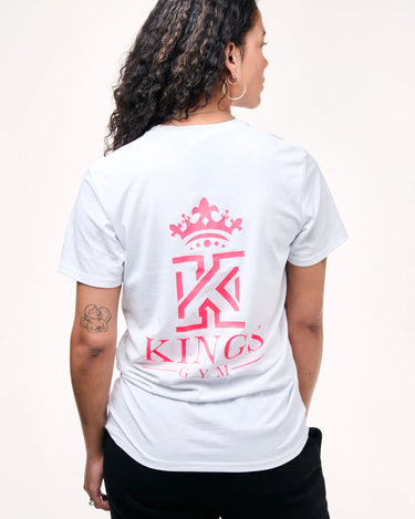 white Gym T-Shirt With Neon Logo back