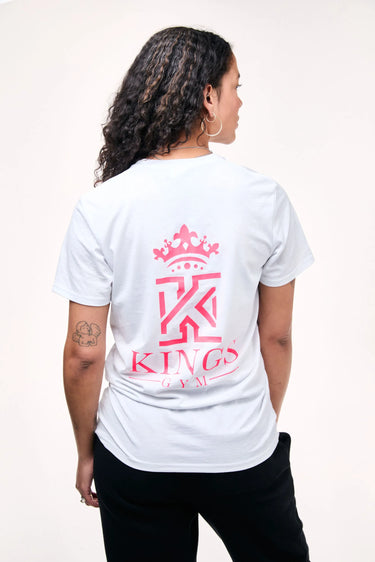 white Gym T-Shirt With Neon Logo back