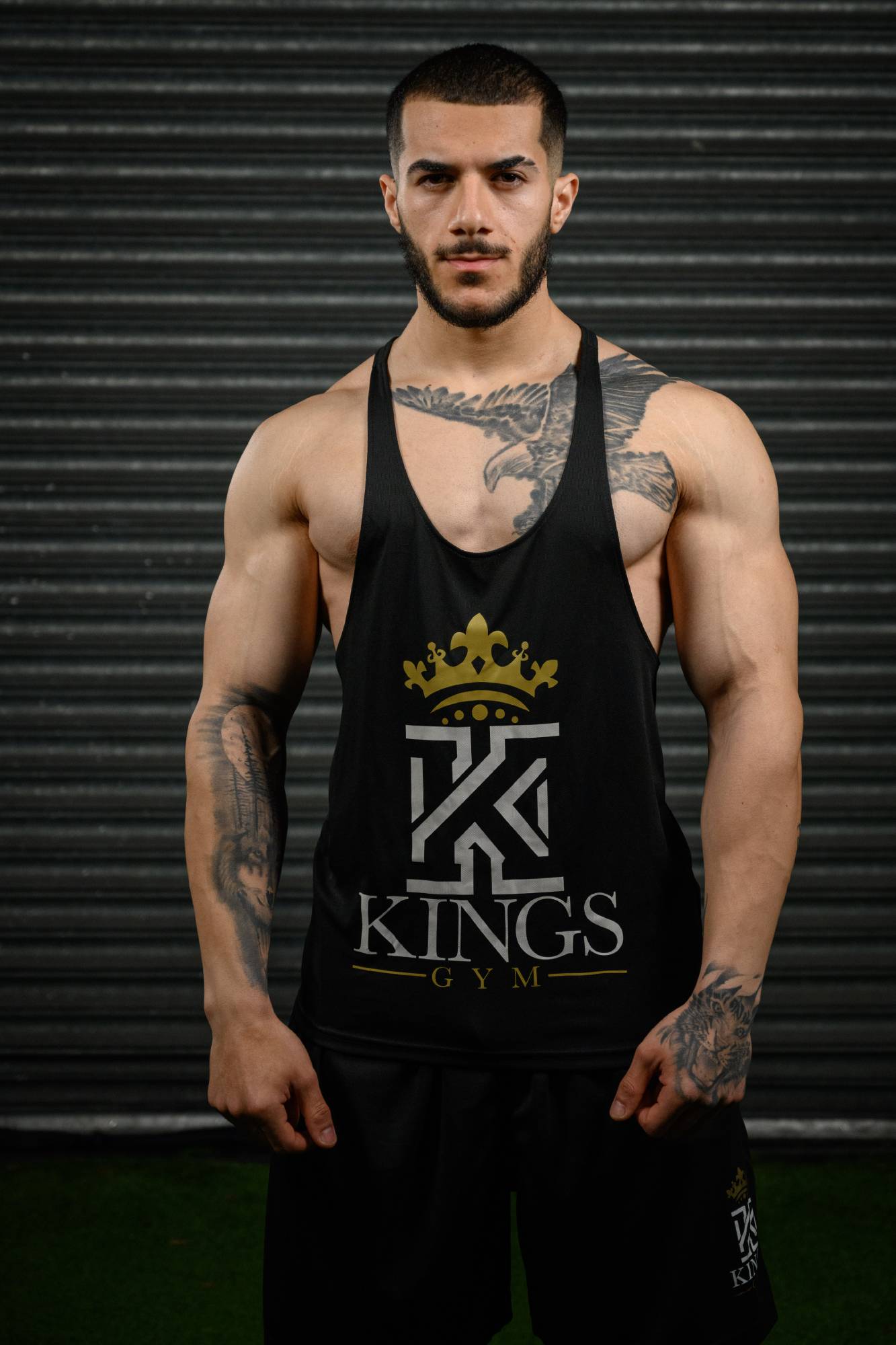 Kings Gym Vest Black Front01