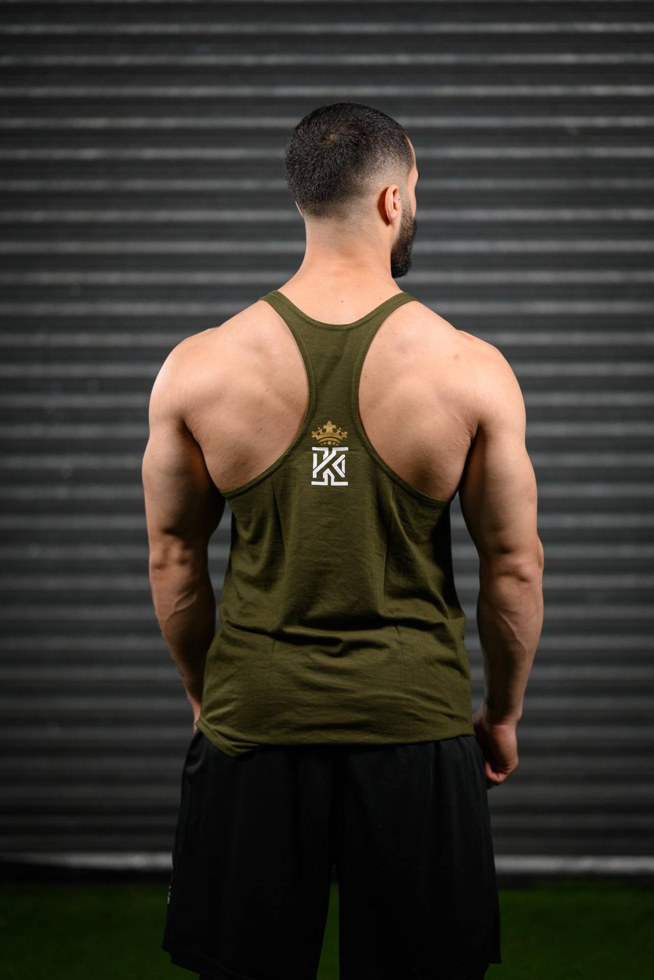 Kings Gym Vest Khaki Back01