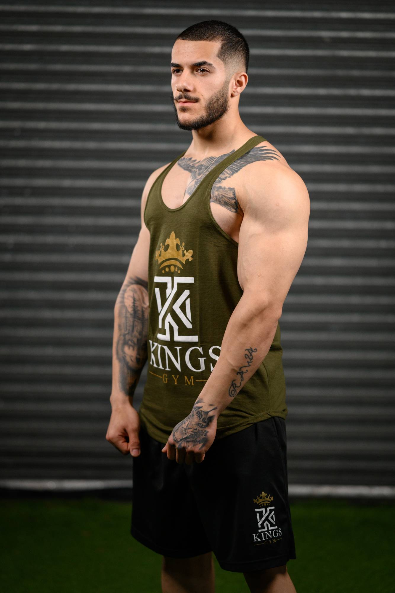 Kings Gym Vest Khaki Side01