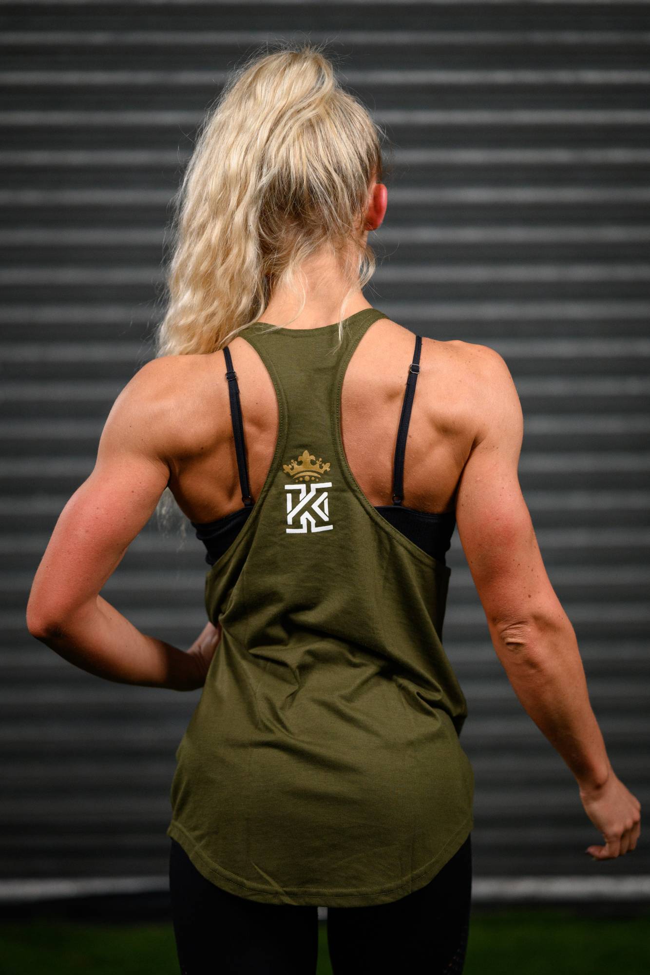 Kings Gym Vest Khaki Womens Back01