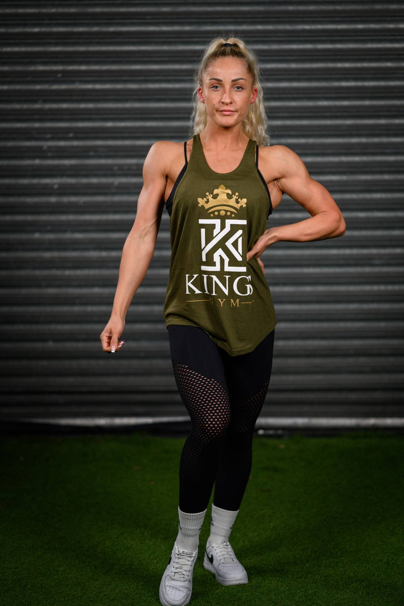 Kings Gym Vest Khaki Womens Front02